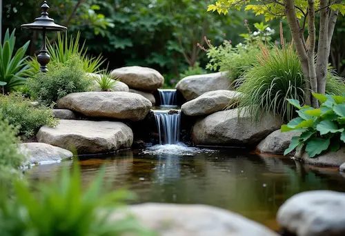 Gartenteich mit Wasserfall und Bachlauf